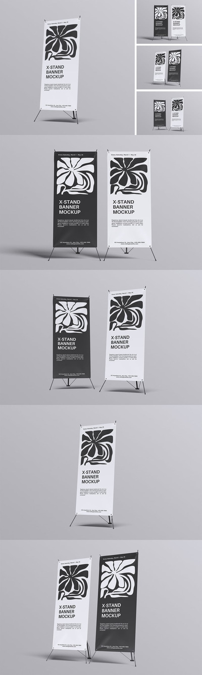 X展架横幅模型样机 (PSD,PDF)