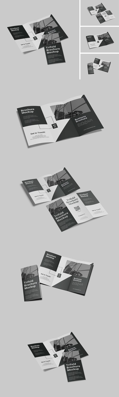 三折页画册手册模型样机 (PSD,PDF)