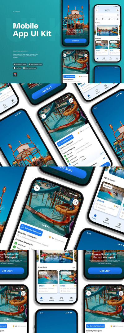 水上乐园预订 - 移动应用APP UI kit (FIG)