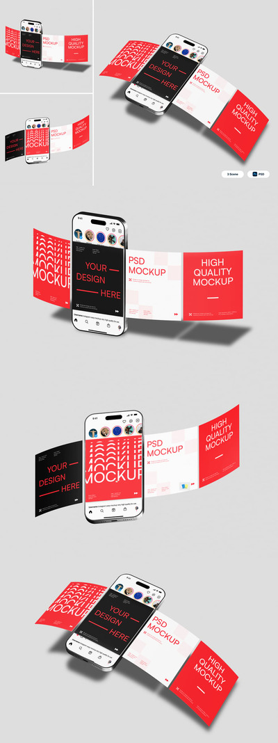 Instagram UI设计模型样机 (PSD)