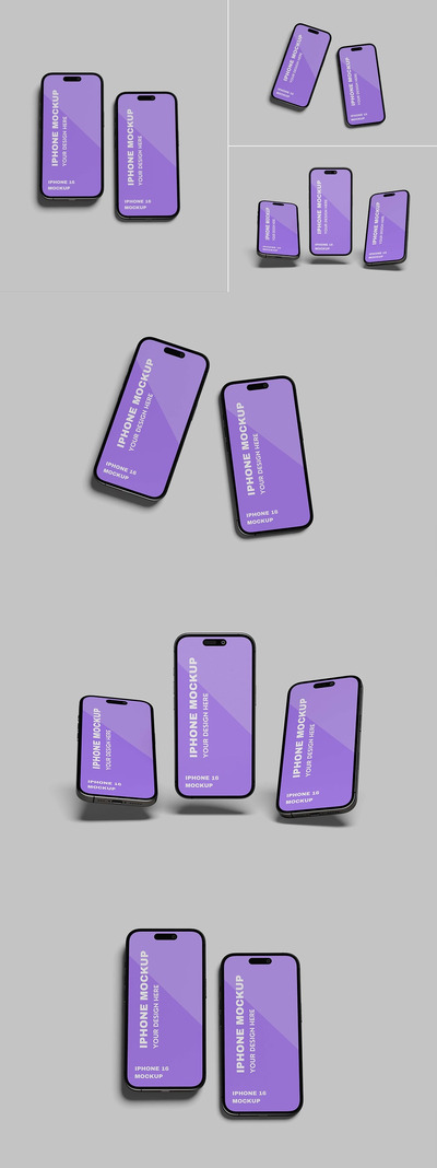 iPhone 16手机模型样机 (PDF,PSD)