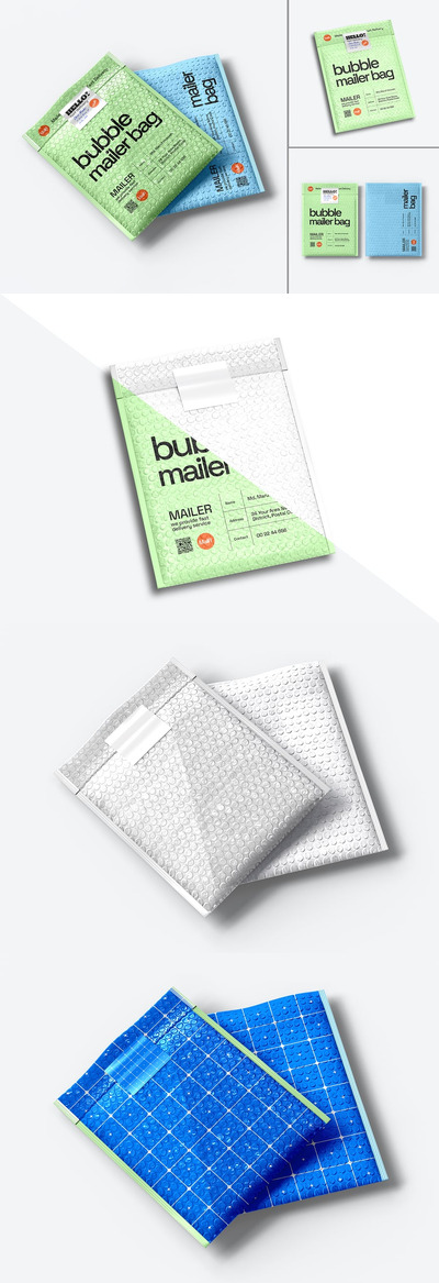 气泡包装邮件包包装模型集样机 (PSD)