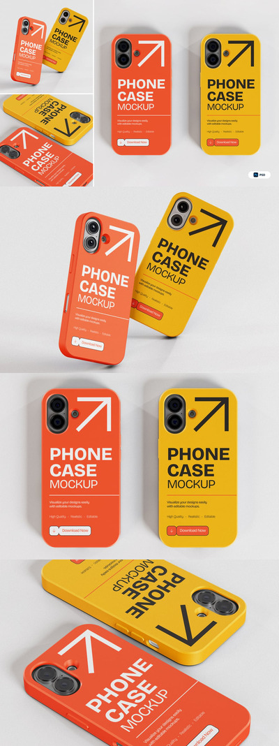 手机壳iPhone 16手机模型样机 (PSD)