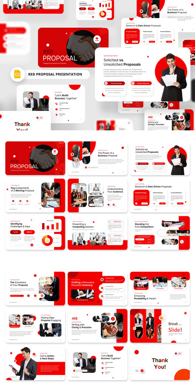 红白色项目建议PPT模板 (PPTX)