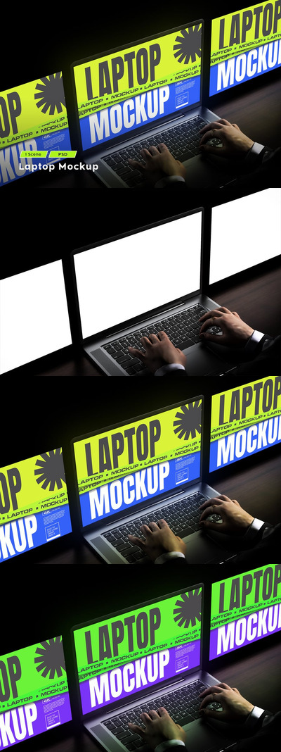 屏幕笔记本电脑模型样机 (PSD)