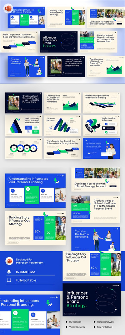 影响者和个人品牌策略PPT模板 (PPTX)