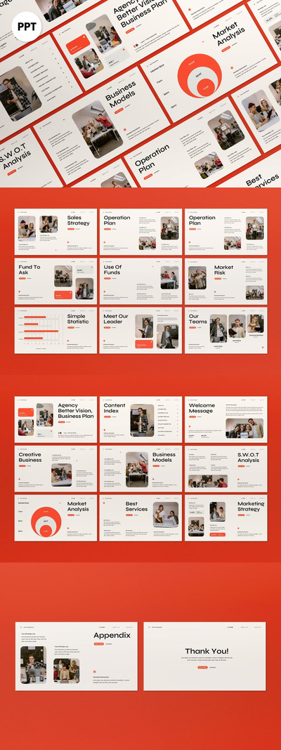 橙色现代商业计划PPT模板 (PPT,PPTX)