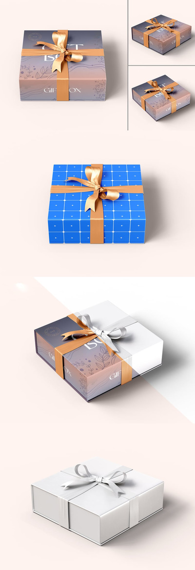 礼品盒品牌模型套装样机 (PSD)