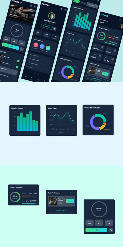 体育馆健身锻炼移动应用APP UI KIT (FIG)