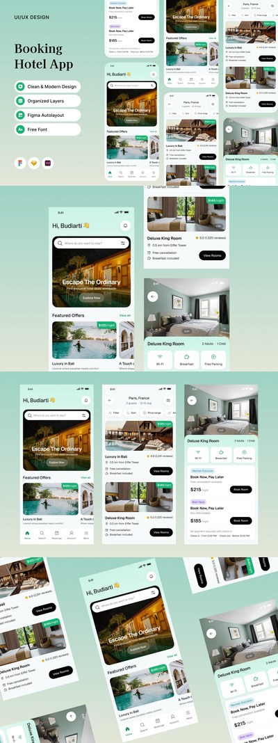 酒店预订应用APP UI KIT (FIG,SKETCH,XD)