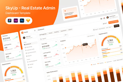 房地产管理仪表板网站UI模板 ( FIG, PSD, SKETCH, XD)