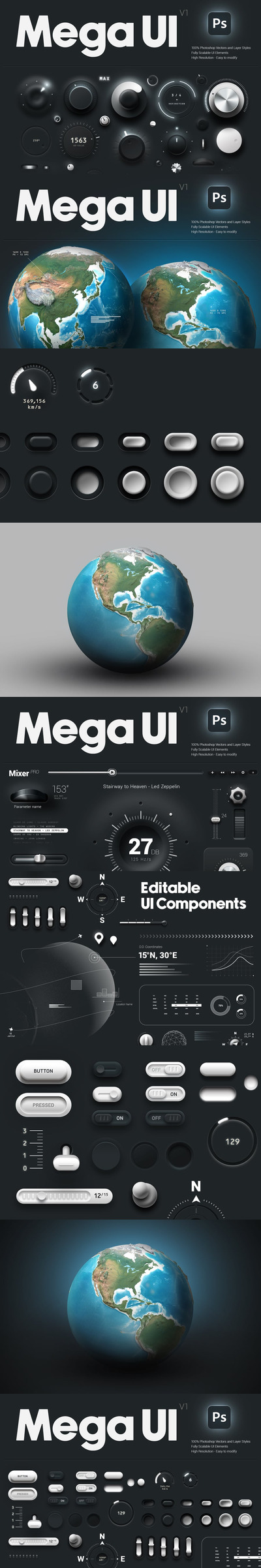 拟物化UI-用户界面套件 (PSD)