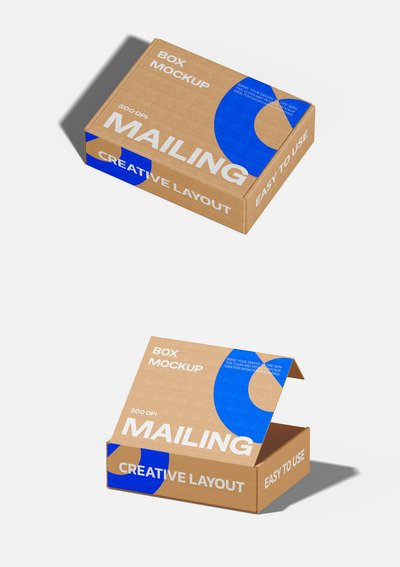 飞机盒邮件盒模型样机 (PSD,PDF)
