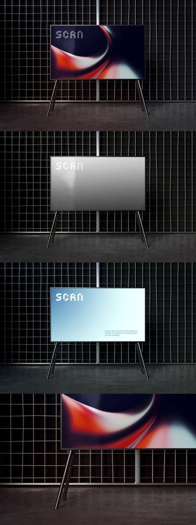 黑暗的室内电视套装模型样机 (PSD)