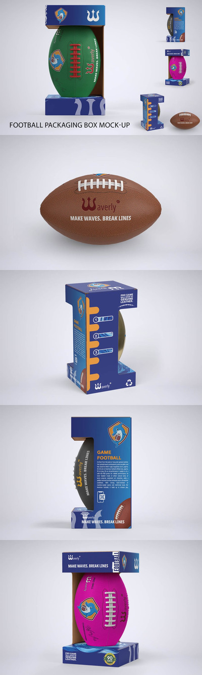 橄榄球包装盒模拟样机 (PSD)