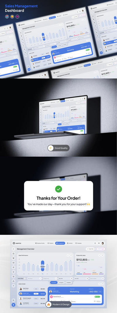 销售管理仪表板网页UI模板 (FIG,PSD,SKETCH,XD)