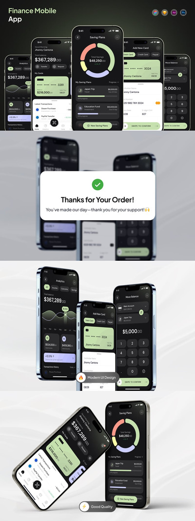 金融科技移动应用APP UI KIT (FIG,PSD,SKETCH,XD)