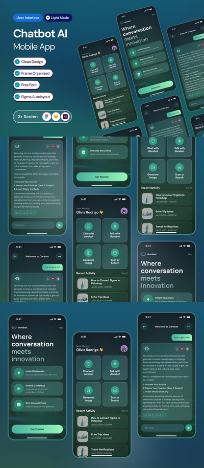 聊天机器人AI移动应用APP UI KIT (FIG,XD,SKETCH)