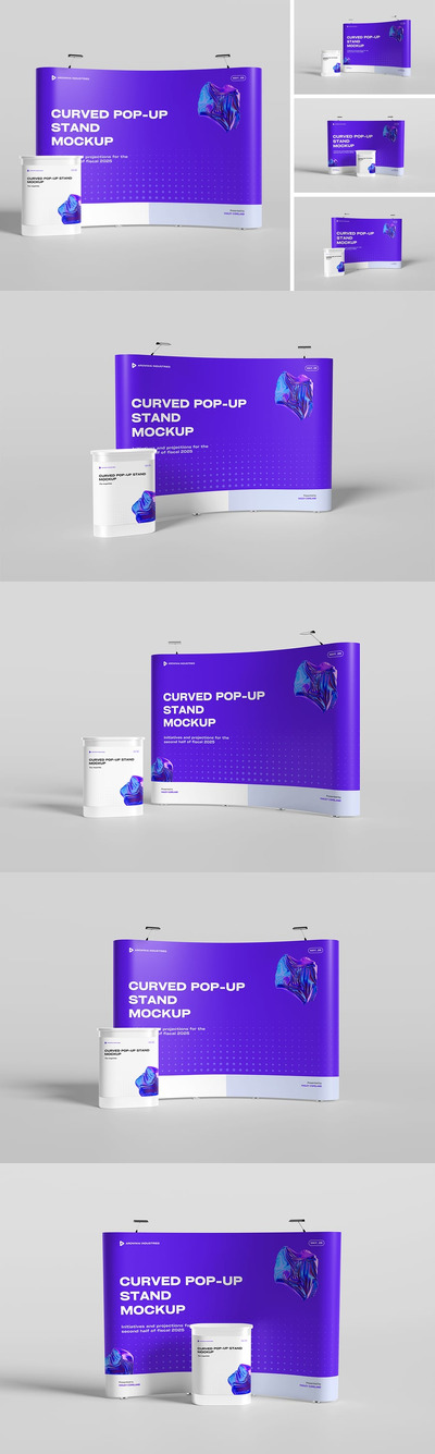 弯曲的展台展架模型样机 (PSD,PDF)