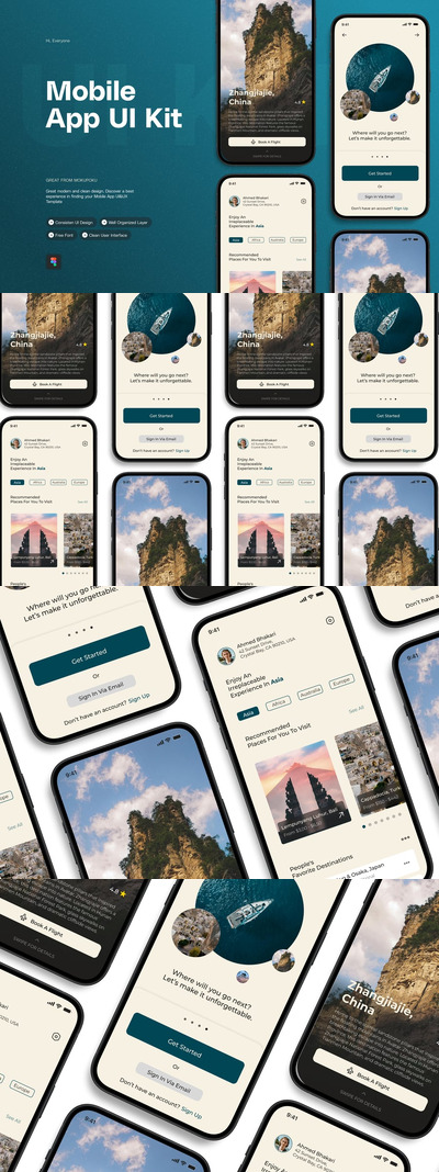 旅行移动应用APP UI KIT (FIG)