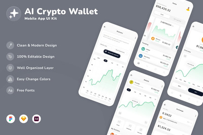 AI加密钱包移动应用APP UI KIT (SKETCH,FIG,XD)