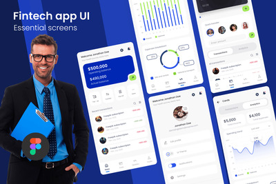 金融科技应用程序UI-必需屏幕APP UI KIT (FIG)