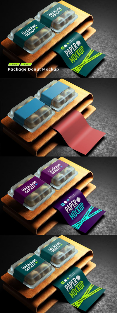 包装甜甜圈模型样机 (PSD)