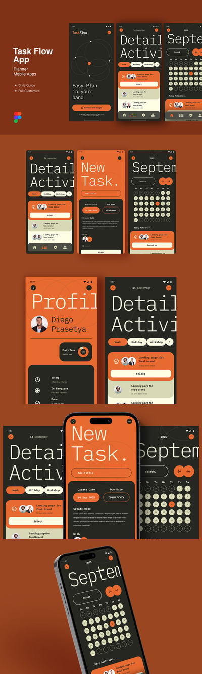 工作计划任务流移动应用APP UI KIT