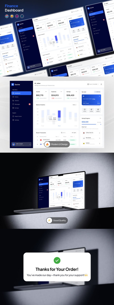 金融仪表板网页UI模板