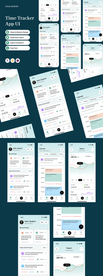 时间跟踪器应用APP UI KIT