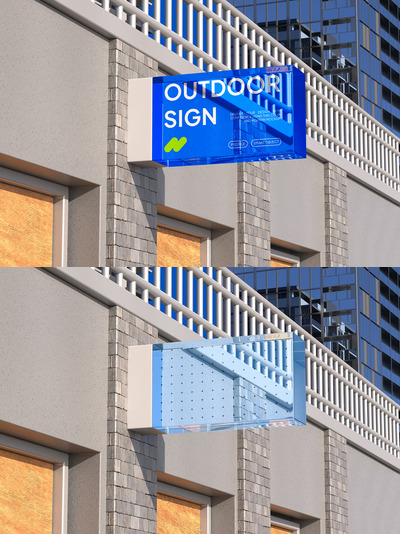 户外标志店招设计模型样机 (PSD)