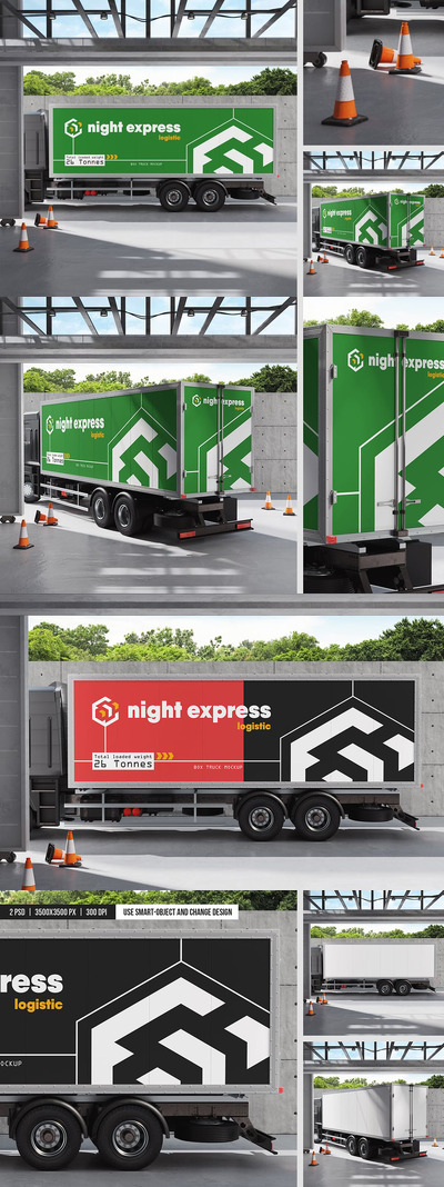 盒子卡车品牌模型样机 (PSD)