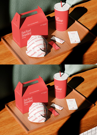 快餐品牌模型样机 (PSD)