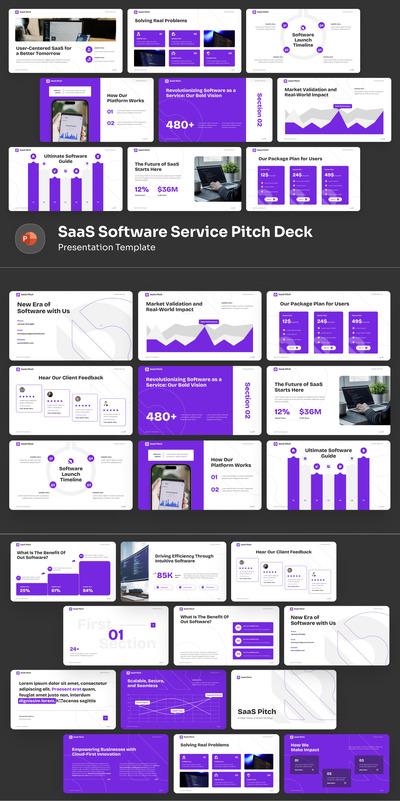 SaaS软件服务商业计划PPT模板 (PPTX)