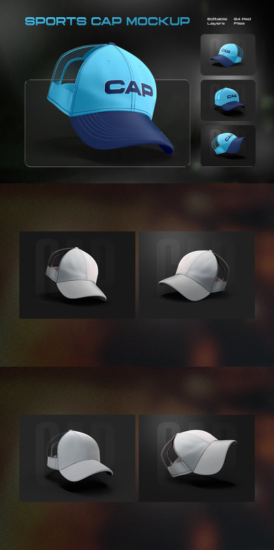 卡车司机帽品牌模型套件样机 (PSD)