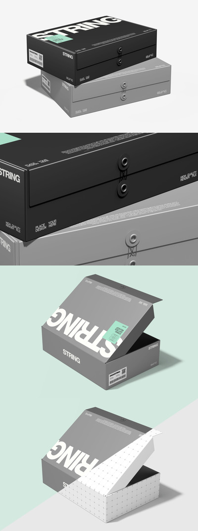 飞机盒礼品盒模型样机 (PSD)