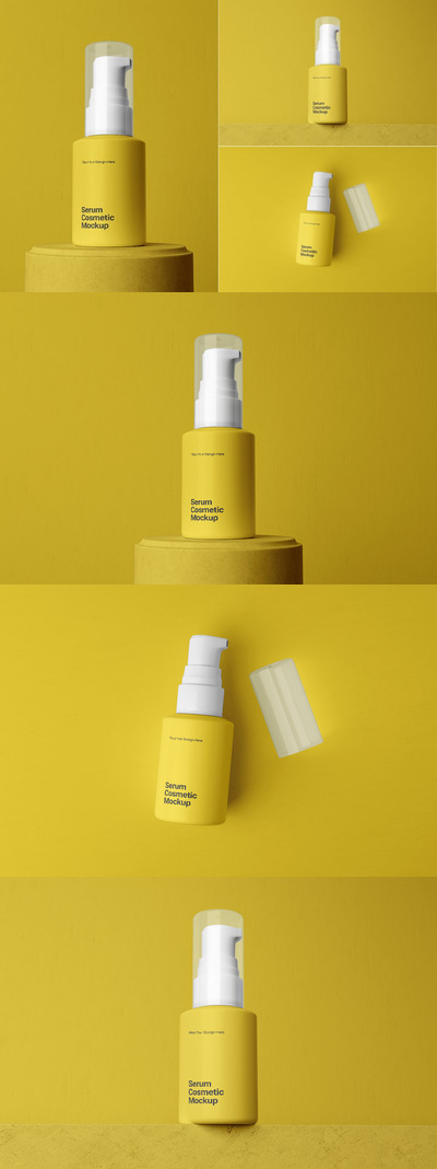 精华油化妆品包装样机 (PSD)