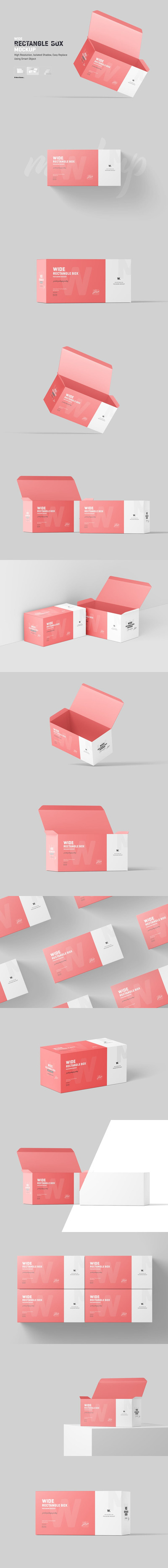 宽矩形包装模型样机 (PSD)