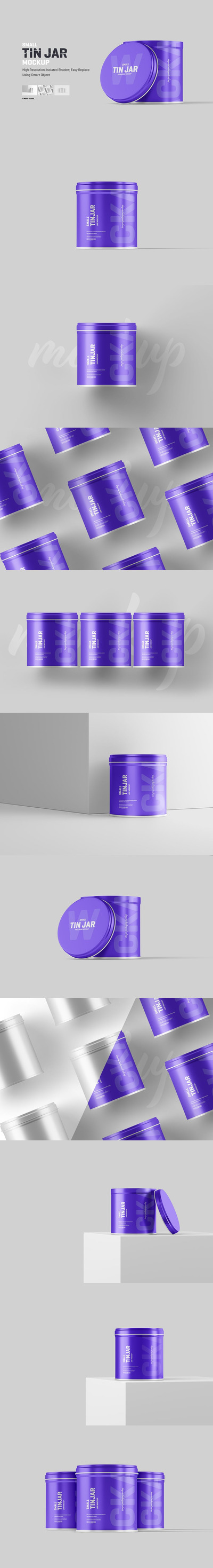 茶叶小锡罐包装模型样机 (PSD)