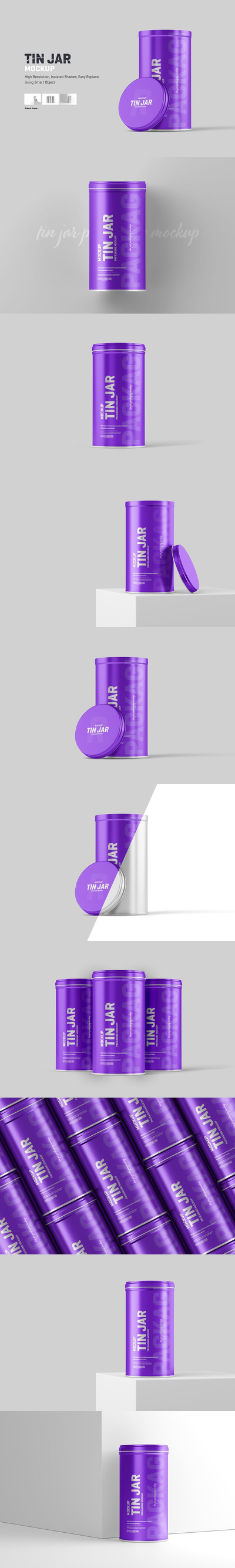 茶叶锡罐包装模型样机 (PSD)