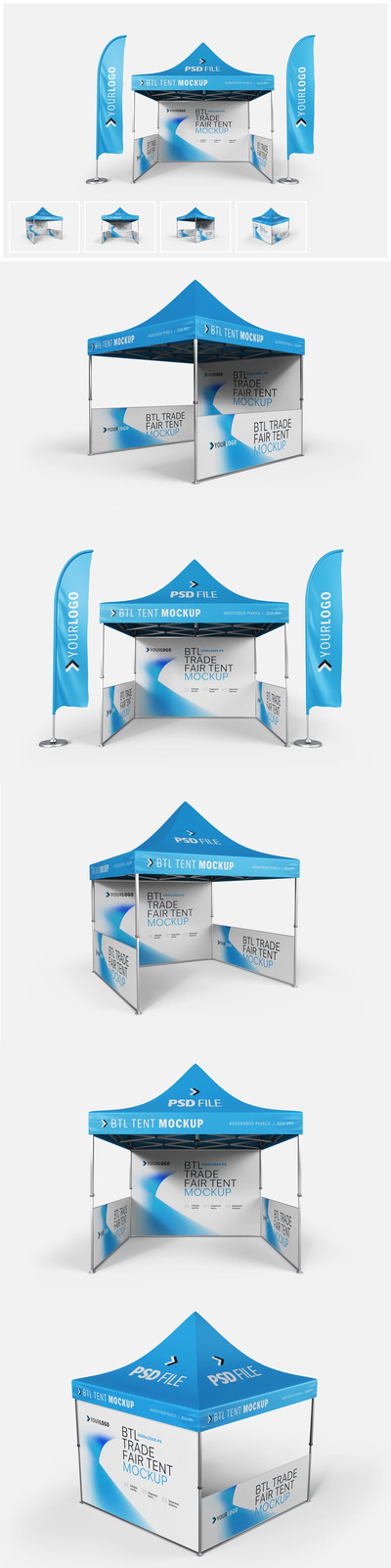 模块化展位模型套装，博览会架样机 (PSD)