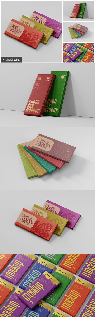 巧克力棒包装模型样机 (PSD)