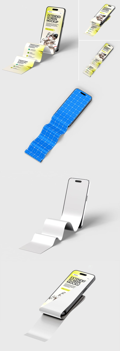 长滚动应用屏幕智能手机模型样机 (PSD)