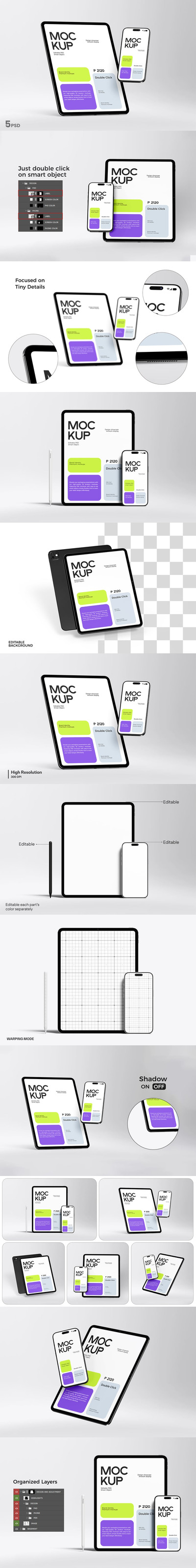 iPad和iPhone手机模型样机 (PSD)