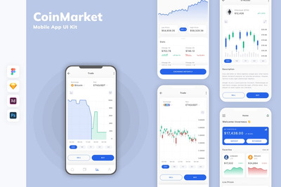 区块链移动应用APP UI KIT (SKETCH,FIG,XD,PSD)