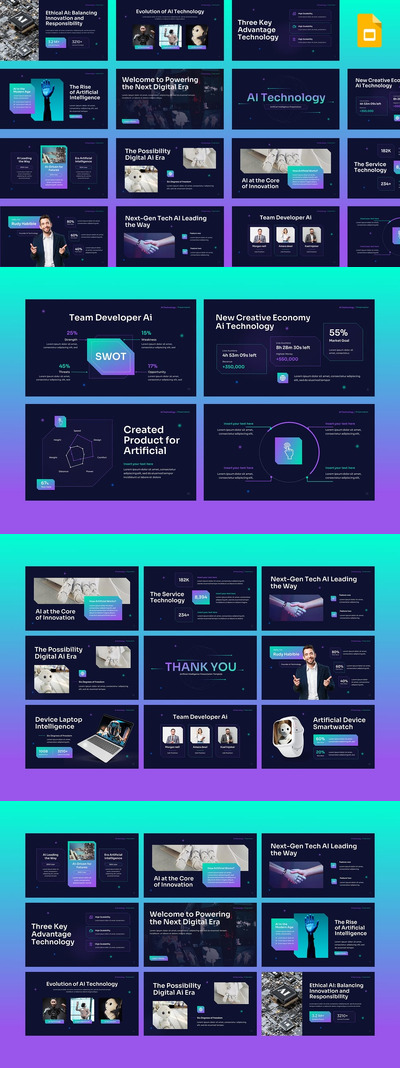 AI技术PPT模板 (PPTX)
