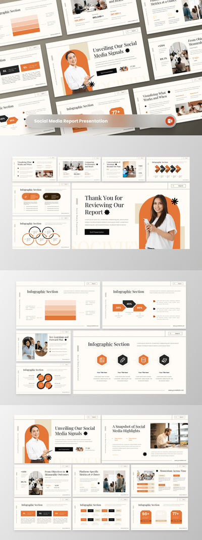 社交媒体报告PPT模板 (PPTX)