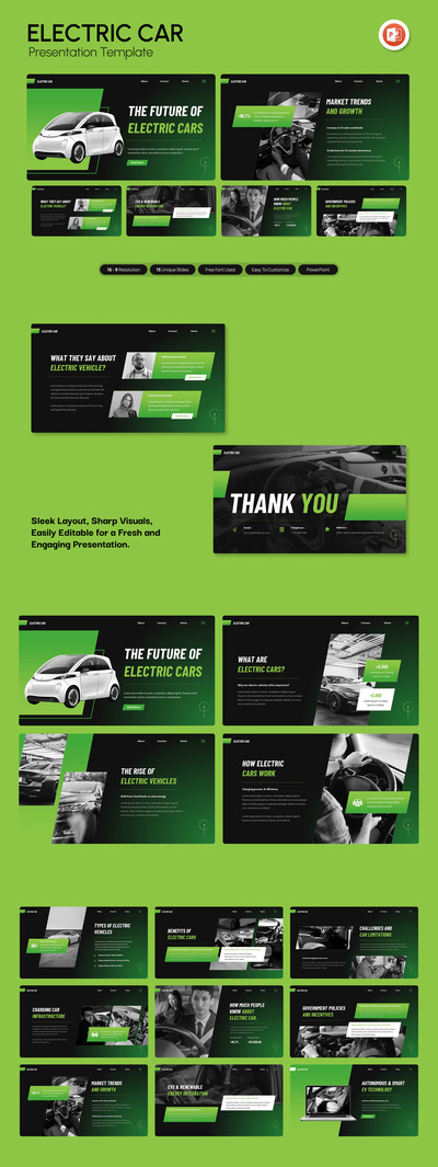 电动汽车PPT模板 (PPTX)