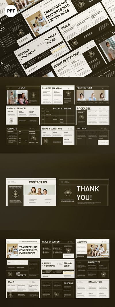 棕色奶油项目介绍PPT模板 (PPT)