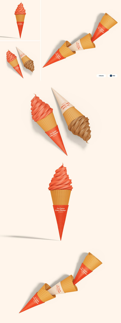 冰淇淋蛋筒模型样机 (PSD)